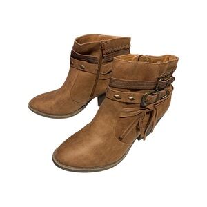 Pop Brown Ankle Booties with Buckle Detail